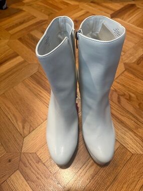 Marc Fisher White Mid-Calf Heeled Zip Boots